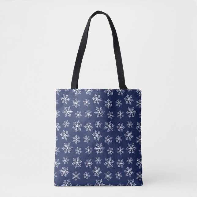 Navy Snowflake Muster Tote Tasche (Vorderseite)