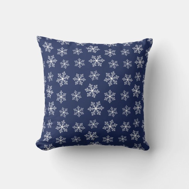 Navy Snowflake Pillow Kissen (Vorderseite)