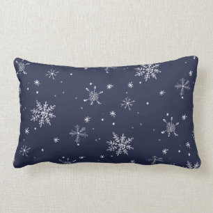 Navy Snowflake Weihnachten Lendenkissen