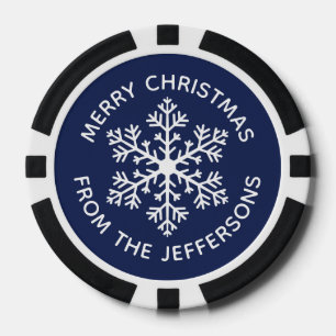 Navy Snowflake Weihnachts-Poker Chips
