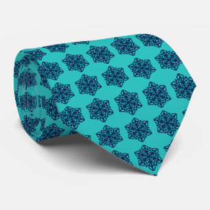 Navy Snowflakes Blue Green Neck Tie Krawatte
