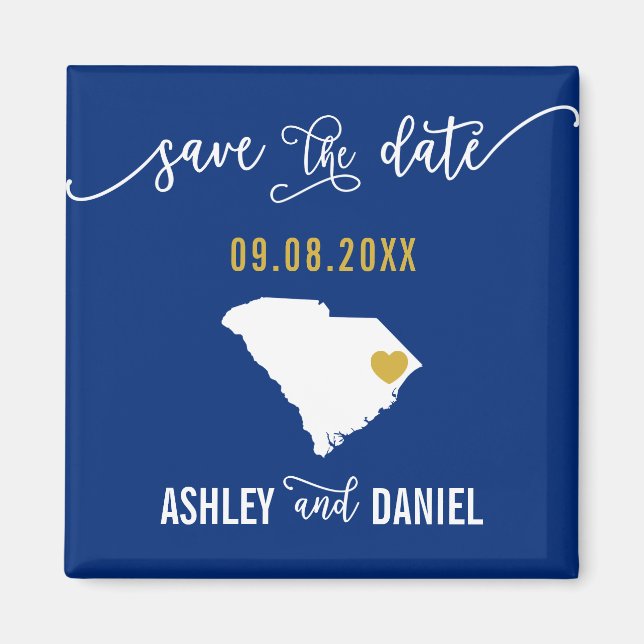 Navy South Carolina Hochzeit Speichern Sie die Dat Magnet (Vorne)