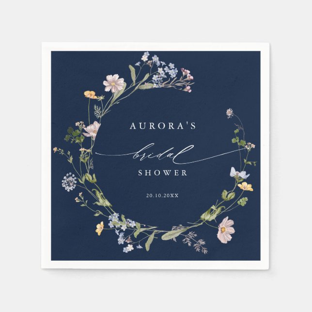 Navy Spring Wildblume Meadow Brautparty Serviette (Vorderseite)