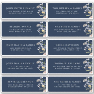 Navy Spring Wildblume Meadow Guest Address Aufkleber