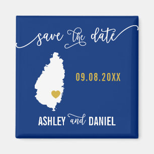 Navy St. Lucia Wedding Save the Date Map Magnet