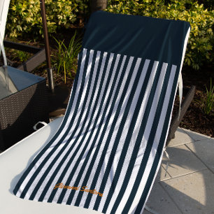 Navy Streifen Das moderne Herrenmonogramm Strandtuch