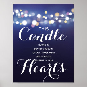 Navy String of Lights Gedächtniskerzensigne Hochze Poster