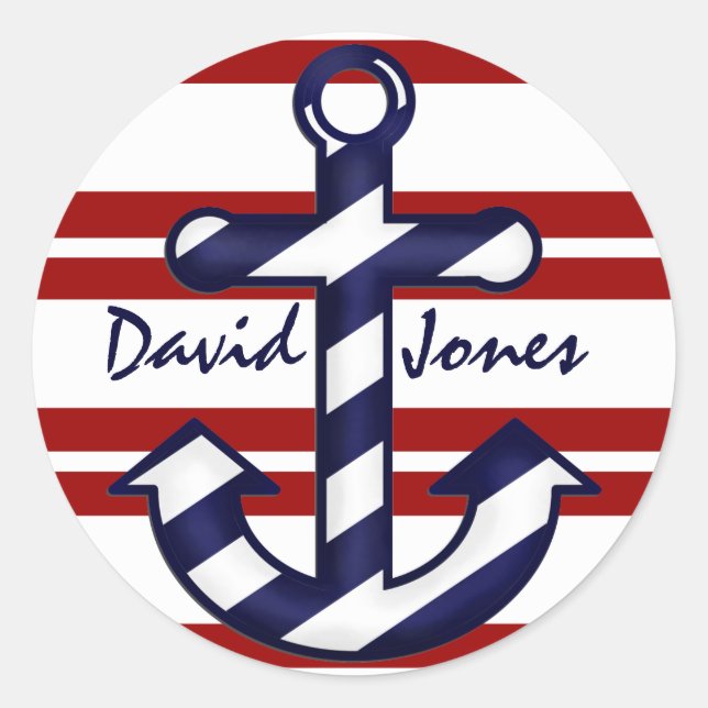 Navy Strip Anchor Stickers (Vorderseite)