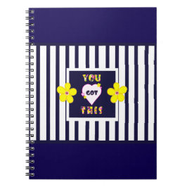 Navy Strip Notebook Bright Yellow Art Blume Notizblock