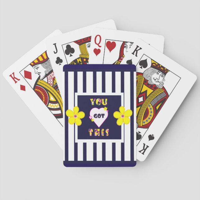 Navy Strip Notebook Bright Yellow Art Blume Spielkarten (Rückseite)