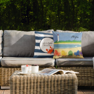 Navy Stripe Nautical Crab Personalisiert Kissen