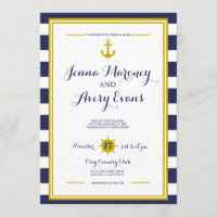 Navy Stripes mit Anchor Nautical Wedding Einladung