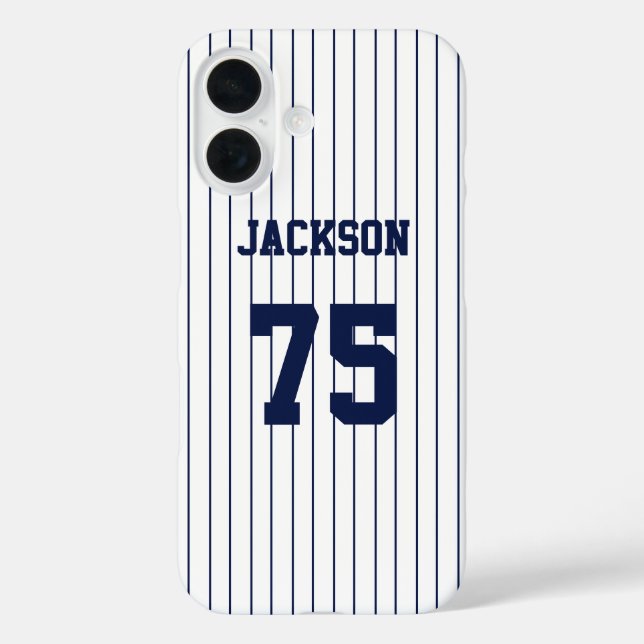 Navy Stripes White Baseball Jersey Case-Mate iPhone Hülle (Rückseite)