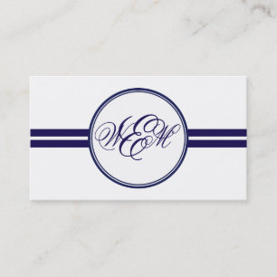 Navy Strips Frame Monogram Business Card Visitenkarte