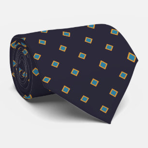 Navy Sun Sky Blue Diamond Polka Dot Pattern Krawatte