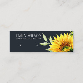 NAVY SUNFLOWER AUTUMN STUD EARRING DISPLAD CARD MINI VISITENKARTE