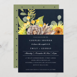 NAVY SUNFLOWER EUCALYPTUS FLORAL COUPLES SHOWER EINLADUNG
