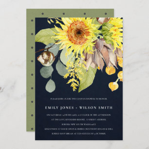 NAVY SUNFLOWER EUCALYPTUS FLORAL COUPLES SHOWER EINLADUNG