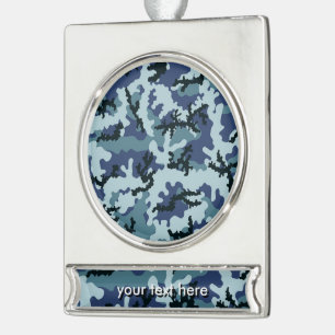 Navy-Tarnung Banner-Ornament Silber