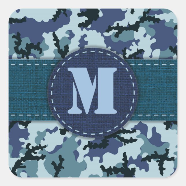 Navy-Tarnung Quadratischer Aufkleber (Vorderseite)