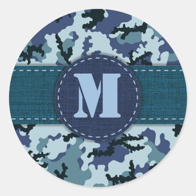 Navy-Tarnung Runder Aufkleber (Vorderseite)