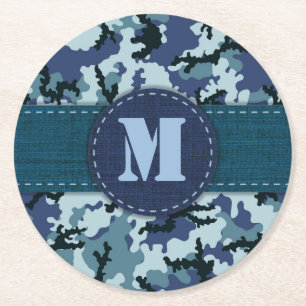 Navy-Tarnung Runder Pappuntersetzer
