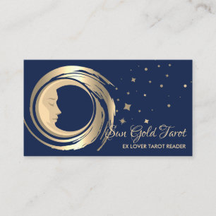 Navy Tarot Reader Stars Moon Sun Celestial Visitenkarte