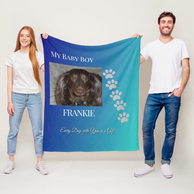 Navy Teal Pfotenabdrücke Tribut Fleecedecke (Beispiel)