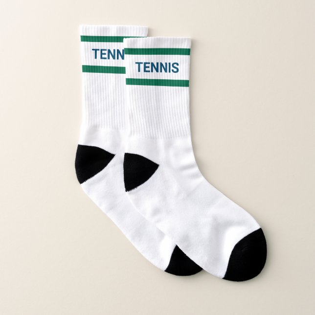 Navy Tennis Green Strip Retro Unisex Socken (Paar)