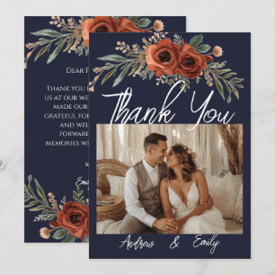 Navy Terrakotta Blumen Boho Hochzeit Danke