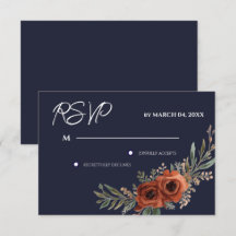 Navy Terrakotta Blumen Boho Hochzeit RSVP