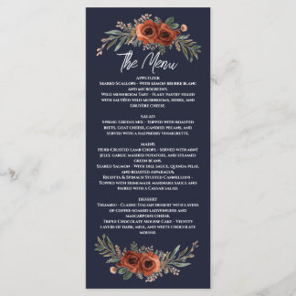 Navy Terrakotta Boho Blumen Menükarte