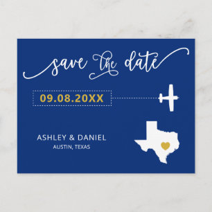 Navy Texas Hochzeit Speichern Sie die Datumskarte  Postkarte