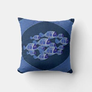 Navy texturiert,Fisch,Rosa-Koralle Kissen