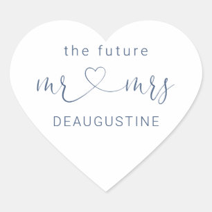 Navy The Future Mr. und Mrs. Heart Wedding Sticker
