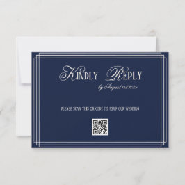 Navy Timeless Old Money Wedding RSVP Karte