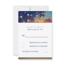 Navy Tree Lights Hochzeit RSVP Cards