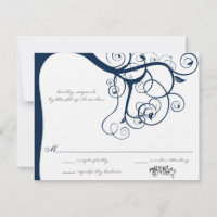 Navy Tree Wirbel Hochzeit RSVP Einladungen