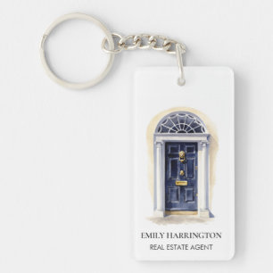 Navy-Tür-Aquarell-Logo Immobilienmakler Schlüsselanhänger