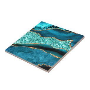 Navy Türkis Blau Gold Aqua Türkis Keramikfliese