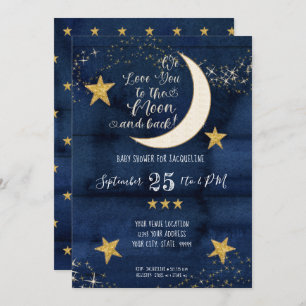 Navy Twinkle Little Star Moon Liebe Kinderdusche Einladung