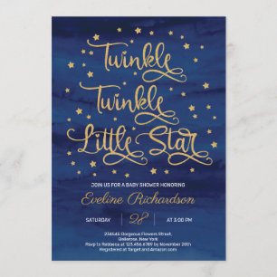 Navy Twinkle Twinkle Little Star Baby Dusche Einladung