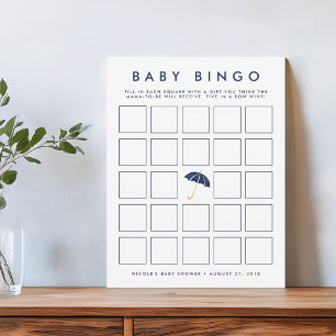 Navy Umbrella Baby Shooter Bingo Game Card