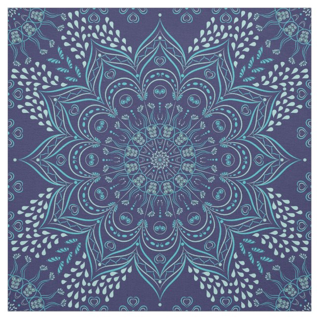 Navy und aquamarine Mandala-Muster Stoff (Muster)