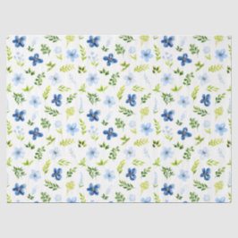 Navy und Baby Blue Blume mit Foliage Muster Seidenpapier
