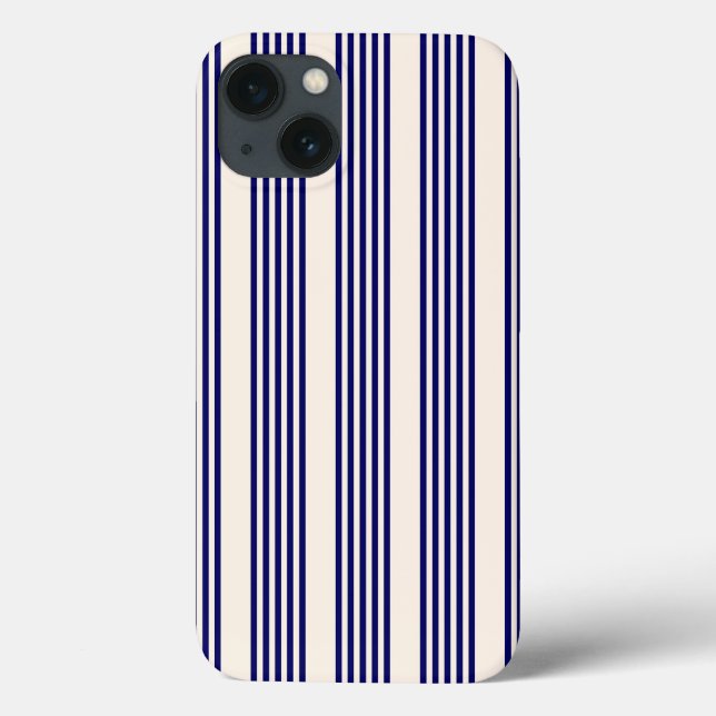 Navy und Beige fünf Streifen Muster Case-Mate iPhone Hülle (Rückseite)
