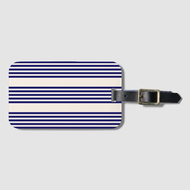 Navy und Beige fünf Streifen Muster Gepäckanhänger (Vorderseite (Horizontal))
