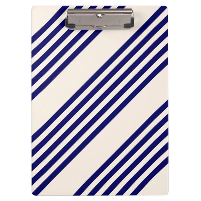 Navy und Beige fünf Streifen Muster Klemmbrett (Vorderseite)