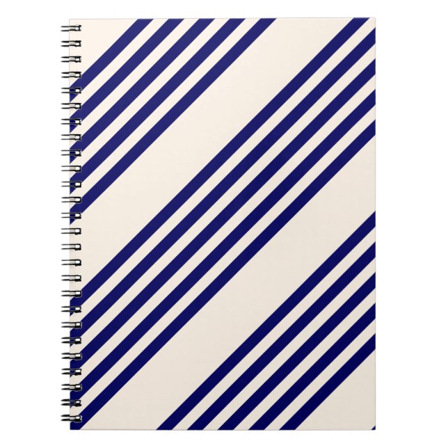 Navy und Beige fünf Streifen Muster Notizblock (Vorderseite)