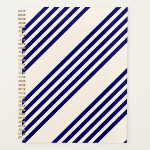 Navy und Beige fünf Streifen Muster Planer